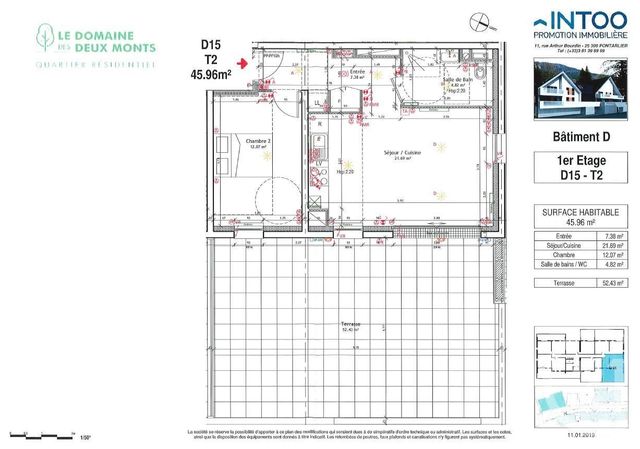 Appartement F2 à louer - 2 pièces - 45.96 m2 - JOUGNE - 25 - FRANCHE-COMTE - Century 21 Avenir Immobilier