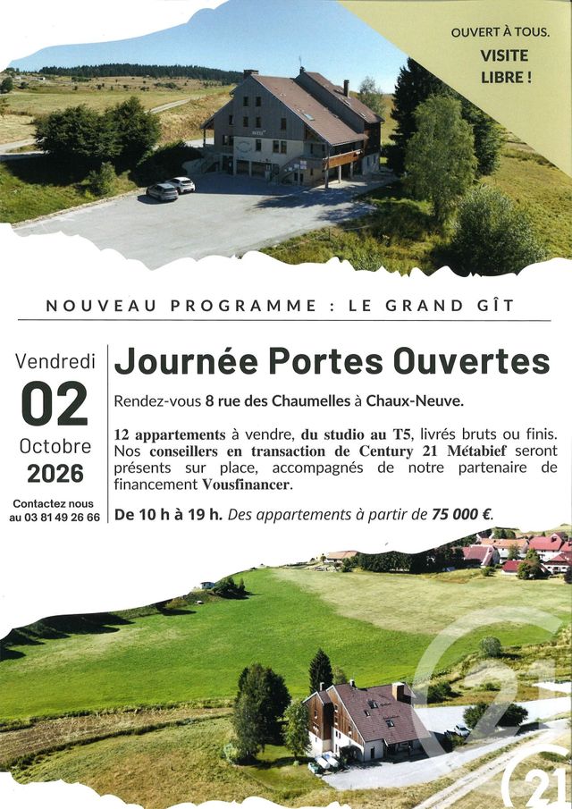 Appartement F2 à vendre CHAUX NEUVE